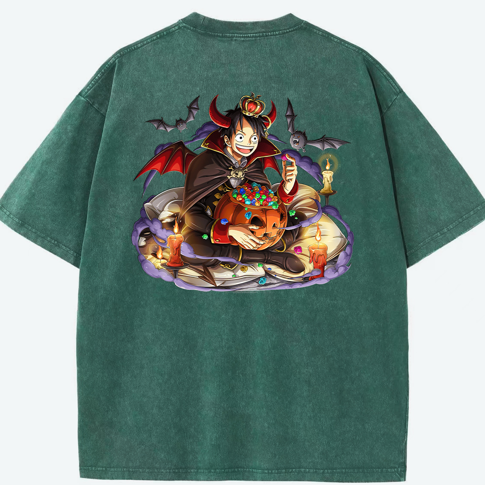 ワンピース モンキー・D・ルフィ ONE PIECE Monkey D. Luffy 綿100% ヴィンテージ風 半袖Tシャツ（背面プリント）